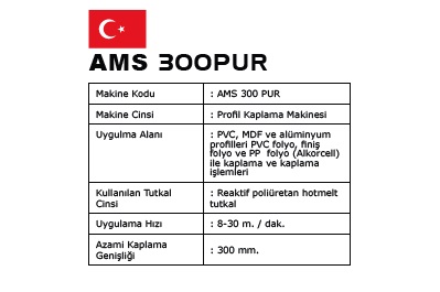 AMS 300PUR Profil Kaplama Makinesi (Sıcak Tutkallı)  6